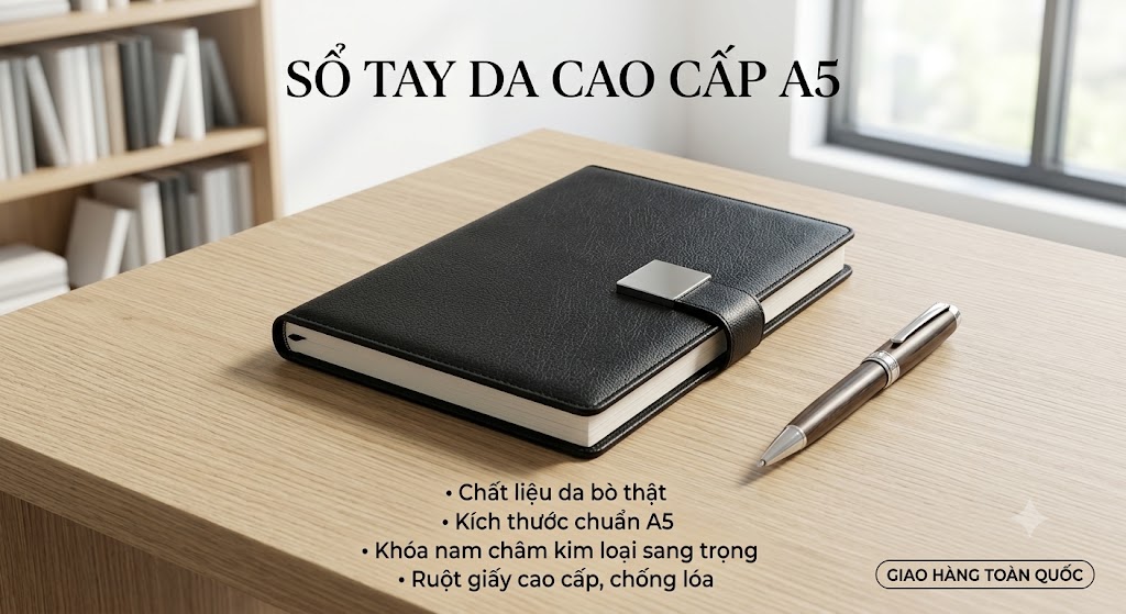 Sổ Tay Bìa Da A5 Khóa Nam Châm Cao Cấp – Sổ Ghi Chú, Nhật Ký, Planner Cá Nhân Tiện Lợi